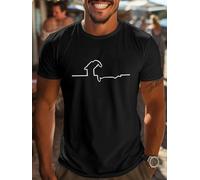 IZIWDORW Men's Casual Crew Neck with Mountain Line Art Print 100% Cotton T Shirt Multicolor