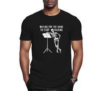 IZIWDORW Men's Funny Music Lover Skeleton Conductor Graphic Tee with Waiting for The Band to Stop Talking Saying T Shirt Multicolor