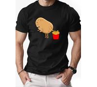IZIWDORW Men's Funny Potato & Fries Graphic Cotton 180gsm Breathable Crew Neck Tee T Shirt Multicolor