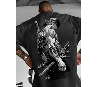 IZIWDORW Men's Samurai Sword Warrior Graphic Tee Japanese Armor Design Back Print T Shirt Multicolor