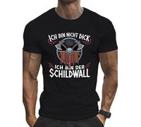 IZIWDORW Men's Viking Shield Graphic Bold Ich Bin Nicht Dick Slogan Tee T Shirt Multicolor