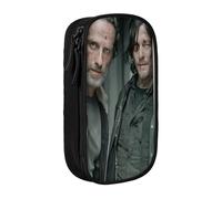 IZIWDORW Norman Reedus Pencil Case for Artists & Writers - 5 Pen Slots + 3 Mesh Pockets, Easy to Clean Oxford Fabric