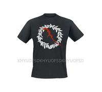 IZIWDORW Queens of The Stone Age The End is Nero Graphic for Men Breathable Cotton Short Sleeve Tee with Red & White Circular Print T Shirt
