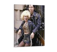 IZIWDORW Sid Vicious Frameless Look Canvas Art with Hidden Edges Wooden Mounting Decor for Elegant Room Enhancement