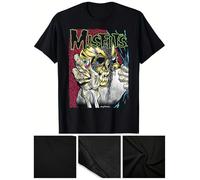 IZIWDORW T Shirt 1pc Men's Black Misfits Die Die Mycology Graphic Gothic Skull with Green & Red Accents