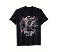 IZIWDORW T Shirt Men's Anime Ninja Clan Masters of The Void Japanese Samurai Combat Graphic Tee with Red Cherry Blossoms