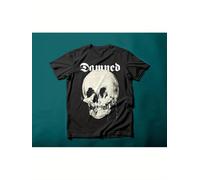IZIWDORW T Shirt Men's Gothic Heavy Metal Black with White Gothic Font & Skull Graphic