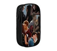 IZIWDORW Team Damon Salvatore Pencil Case Double Zipper Makeup Bag - Compact Oxford Cloth Pouch for Travel, Gym, Daily Essentials