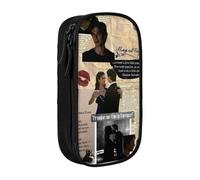 IZIWDORW Team Damon Salvatore Pencil Case for Makeup & Stationery - Dual Zipper Compartments with Mesh Organizer (Travel-Friendly)