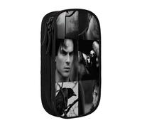 IZIWDORW Team Damon Salvatore Pencil Case with Keychain Hook - Portable Oxford Cloth Pouch for Pens, Keys, USB Drives
