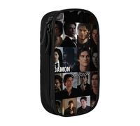 IZIWDORW Team Damon Salvatore Pencil Case with Velcro Patch Panel - Customizable Emblem Design for Schools, Teams, Events