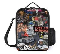 IZIWDORW Vintage Hip hop Lunch Boxes for Work with Ice Pack Pocket, Thermal Insulated Meal Prep Bag for Adults, Office School Essential