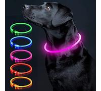 Izkan- LED Dog Collar, USB Rechargeable, Bright Colors Glowing Pet Dog Collar for Night Visibility & Safety, Fashion Light up Collar for Small Medium Large dogs (Pink)