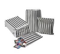 IZMAH 100 x Black Striped Candy Bags 5" x 7" Sweets bags for Party Gifts Wedding Birthday Christmas Super Market Stall Buffet Favour Kids Chocolate Cookies Biscuit Popcorn Mixing
