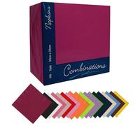 IZMAH 100 x Disposable Paper Napkins 33cm x 33cm 2Ply Burgundy Combination Recyclable Serviettes Tissue for Catering Supply Tableware Weddings Parties