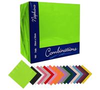 IZMAH 100 x Disposable Paper Napkins 33cm x 33cm 2Ply Lime Green Combination Recyclable Serviettes Tissue for Catering Supply Tableware Weddings Parties