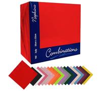 IZMAH 100 x Disposable Paper Napkins 33cm x 33cm 2Ply Red Combination Recyclable Serviettes Tissue for Catering Supply Tableware Weddings Parties