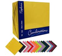 IZMAH 100 x Disposable Paper Napkins 33cm x 33cm 2Ply Yellow Combination Recyclable Serviettes Tissue for Catering Supply Tableware Weddings Parties