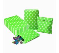 IZMAH 100 x Green Polka Dot Candy Bags 5" x 7" Sweets bags for Party Wedding Birthday Christmas Gifts Super Market Stall Buffet Favour Kids Chocolate Cookies Biscuit Popcorn Mixing