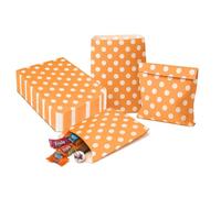 IZMAH 100 x Orange Polka Dot Candy Bags 5" x 7" Sweets bags for Party Wedding Birthday Christmas Gifts Super Market Stall Buffet Favour Kids Chocolate Cookies Biscuit Popcorn Mixing