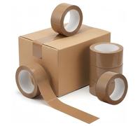 IZMAH LTD 6 x Parcel Packaging Tape 48mm x 66m Brown Acrylic Heavy Duty Cartoon Sealing Tape for Moving Box House Shipping Warehouse Industrial Uses