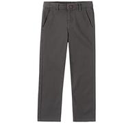 IZOD boys School Uniform Flat Front Twill Pants Khakis, Gray, 12 Husky