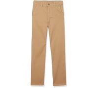 IZOD Boys' School Uniform Flat Front Twill Pants, Burnished Khaki, 14 Husky