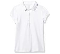 IZOD Girls' School Uniform Sensory-Friendly Short Sleeve Polo Shirt, White, 4-5