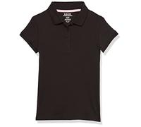 Izod Girls' School Uniform Short Sleeve Polo Shirt, Button Closure, Comfortable & Soft Interlock Fabric, Black, 12-14