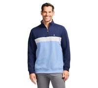 IZOD Men's Advantage Performance Quarter Zip Fleece Pullover Sweatshirt Sweater, Navy Blazer Grey Stripe, L