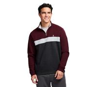 IZOD Men's Advantage Performance Quarter Zip Fleece Pullover Sweatshirt, Velvet Maroon Black Stripe, L