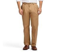 IZOD Men's American Chino Double Pleated Classic Fit Pant, Khaki, 33W x 32L