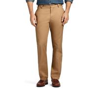 IZOD Men's American Chino Flat Front Slim Fit Pant, English Khaki, 33W x 32L