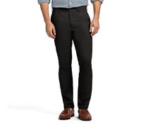 IZOD Men's American Chino Flat Front Straight Fit Pant Casual, Black, 34W x 30L