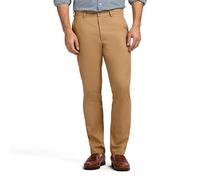 IZOD Men's American Chino Flat Front Straight Fit Pant Casual, Khaki, 34W x 32L