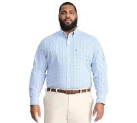 Izod Men's Big and Tall Advantage Performance Plaid Long Sleeve Stretch Button Down Shirt, Turkish Sea, XXL