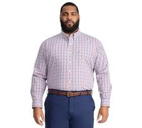 IZOD Men's Big and Tall Performance Comfort Long Sleeve Plaid Button Shirt, Orange Rust, XXL