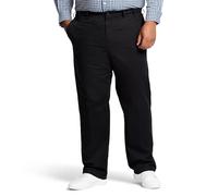 IZOD Men's Big and Tall Performance Stretch Flat Front Pant Casual, Black, 44W x 29L