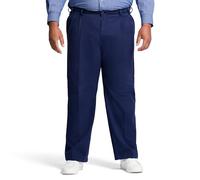 IZOD Men's Big and Tall Performance Stretch Pleated Pant, Navy, 44W x 30L