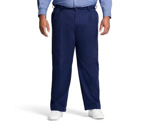 IZOD Men's Big and Tall Performance Stretch Pleated Pant, Navy, 44W x 30L