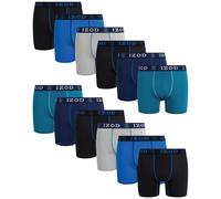 IZOD Mens Boxer Briefs - 12 Pack Ultra Soft Stretch Performance Mens Underwear Boxers with No Fly Contour Pouch, 6" Inseam, Blue Iolite/Black/Teal/Ultimate Gray/Medieval Blue, L