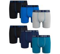 IZOD Men's Boxer Briefs - 6 Pack Ultrasoft Performance Mens Underwear Boxers - Breathable Sport Boxers for Men (S-XL), Blue Iolite/Black/Ocean Depths/Black/Ultimate Gray/Medieval Blue, XL
