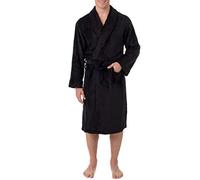 IZOD Men's Comfort-Soft Fleece-Drop Needle Bathrobe, Black, One Size