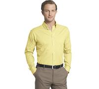 IZOD Men's Dress Shirt Regular Fit Stretch Solid Button Down Collar, Yellow, Medium