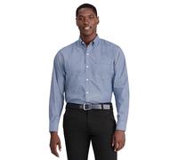 IZOD Men's Performance Comfort Long Sleeve Plaid Button Down Shirt, Estate Blue, Large