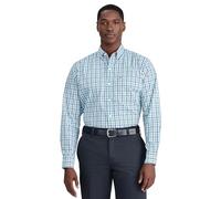 Izod Men's Performance Comfort Long Sleeve Plaid Button Shirt, Deep Sea Bw002, S