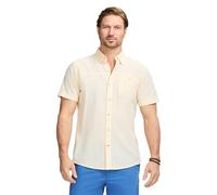 Izod Men's Saltwater Dockside Chambray Short Sleeve Button Down Shirt, Banana Cream, Large