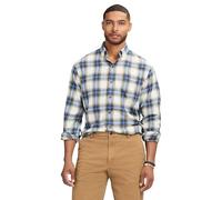 IZOD Men's Stratton Flannel Long Sleeve Button Down Shirt, Bijou Blue, Medium