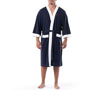 Izod Men's Waffle Knit Kimono Robe Bathrobe, Navy, XXL/#XL