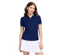 IZOD Women's Shirt Performance Stretch Golf Collared Short Sleeve, Medieval Blue Sleeve, M